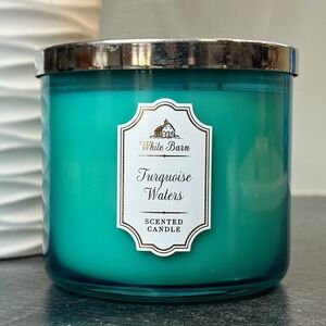 Bath & Body Works‎ White Barn TURQUOISE WATERS Blue 3-Wick Candle 14.5 oz